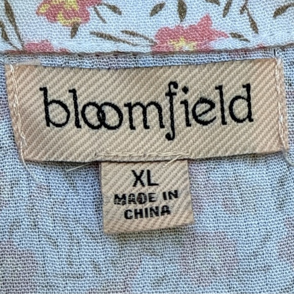 Bloomfield pink peach floral boxy cropped short sleeve button down top size XL - Picture 3 of 6